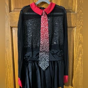 Black and red dance costume with tie